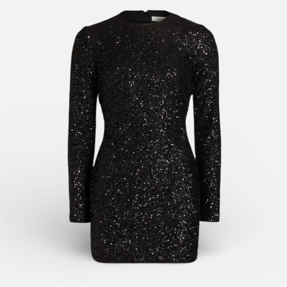 NWT Frame Sequin Mini Embellished Fitted Dress Black Long Sleeve Size S $798 - Picture 3 of 4
